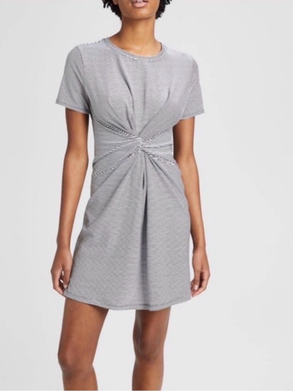 THEORY T-Shirt Dress Modal Blend in Black and White Stripe M